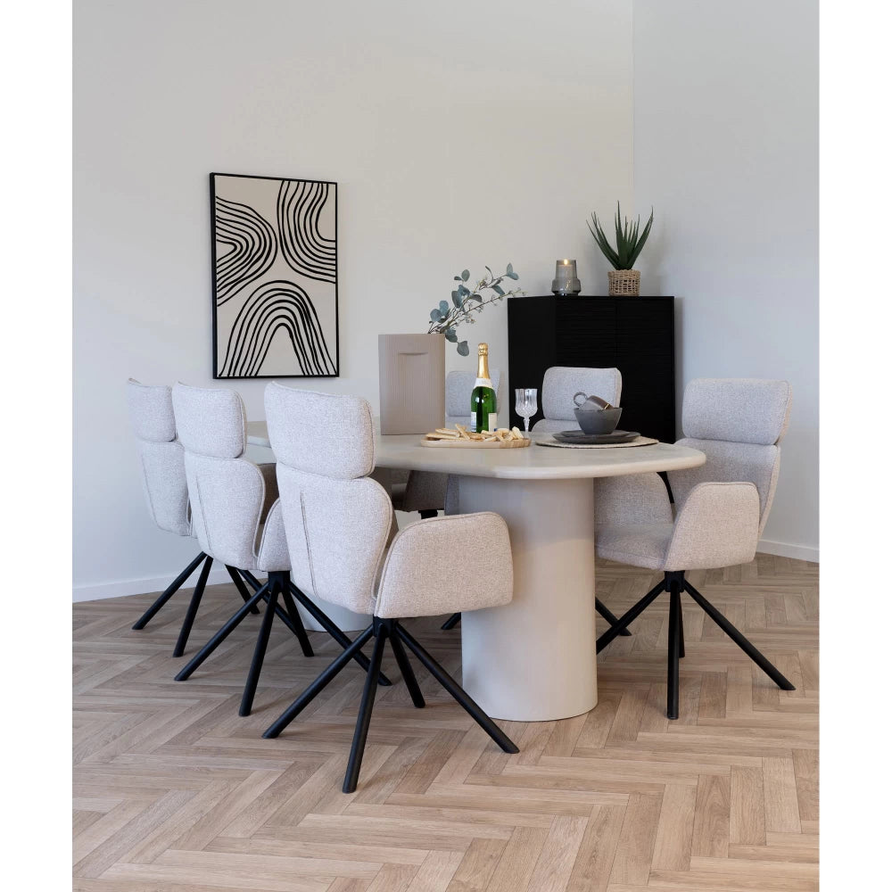 Set 2 scaune din Metal Negru si Stofa Gri H95xL61xA61cm Cordoba