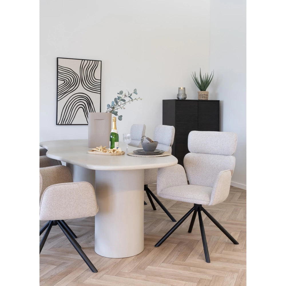 Set 2 scaune din Metal Negru si Stofa Gri H95xL61xA61cm Cordoba