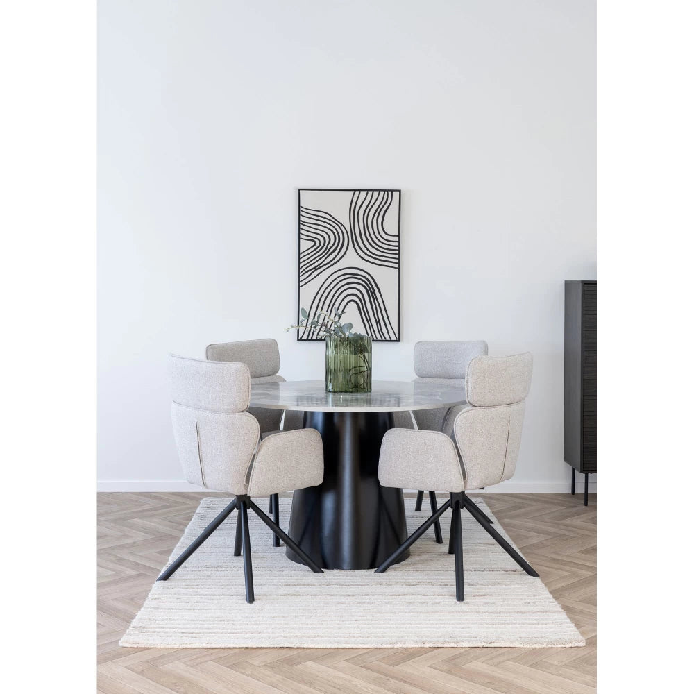 Set 2 scaune din Metal Negru si Stofa Gri H95xL61xA61cm Cordoba