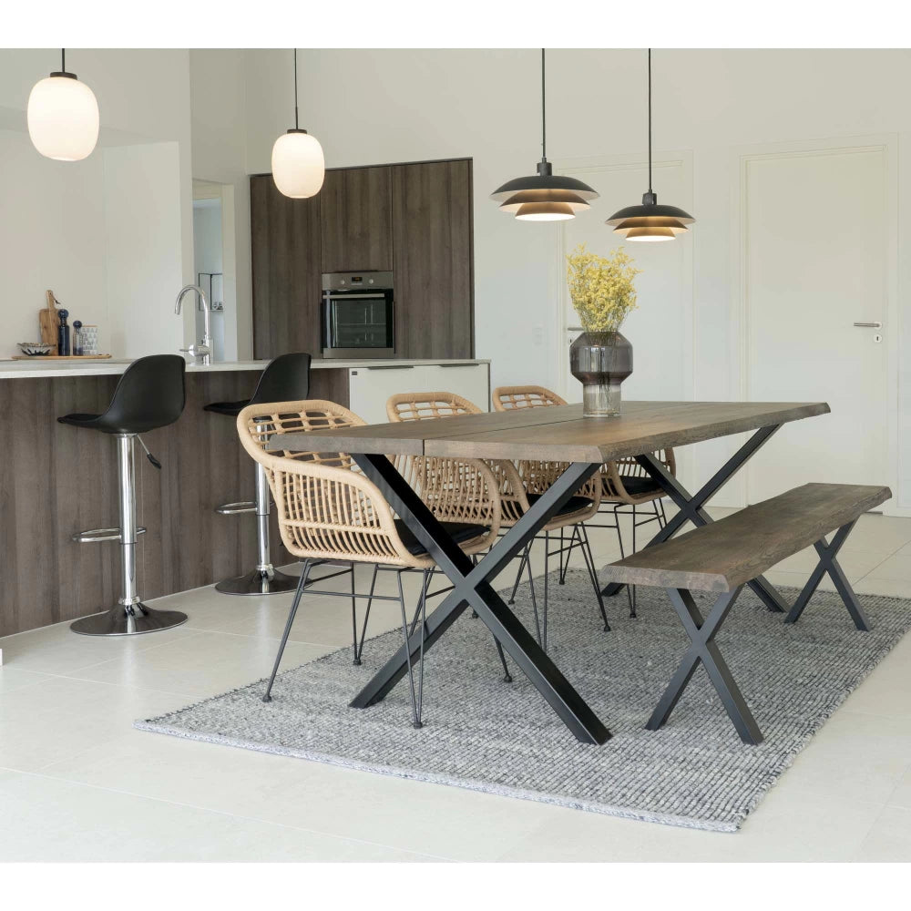 Set 2 scaune de exterior din Metal Negru si Polirattan cu perna Maro H82xL57xA60cm Trieste