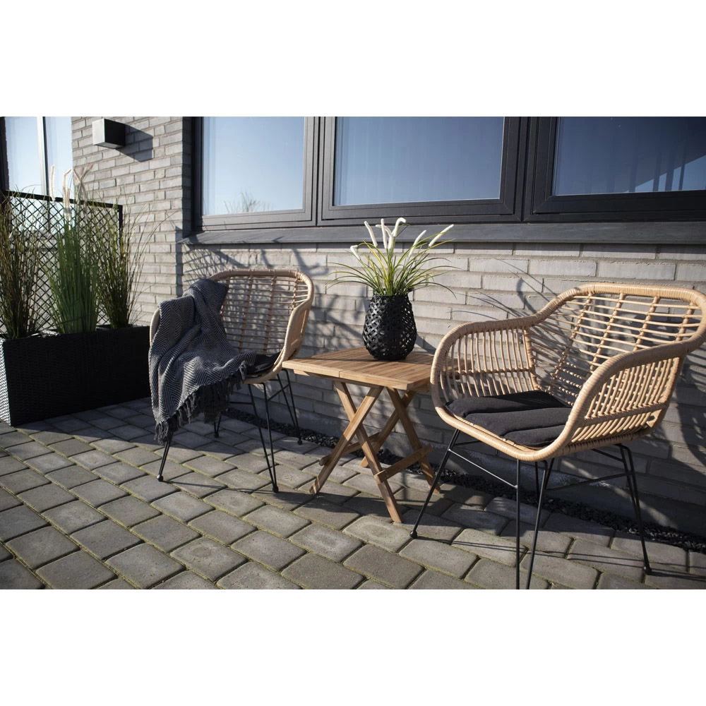 Set 2 scaune de exterior din Metal Negru si Polirattan cu perna Maro H82xL57xA60cm Trieste
