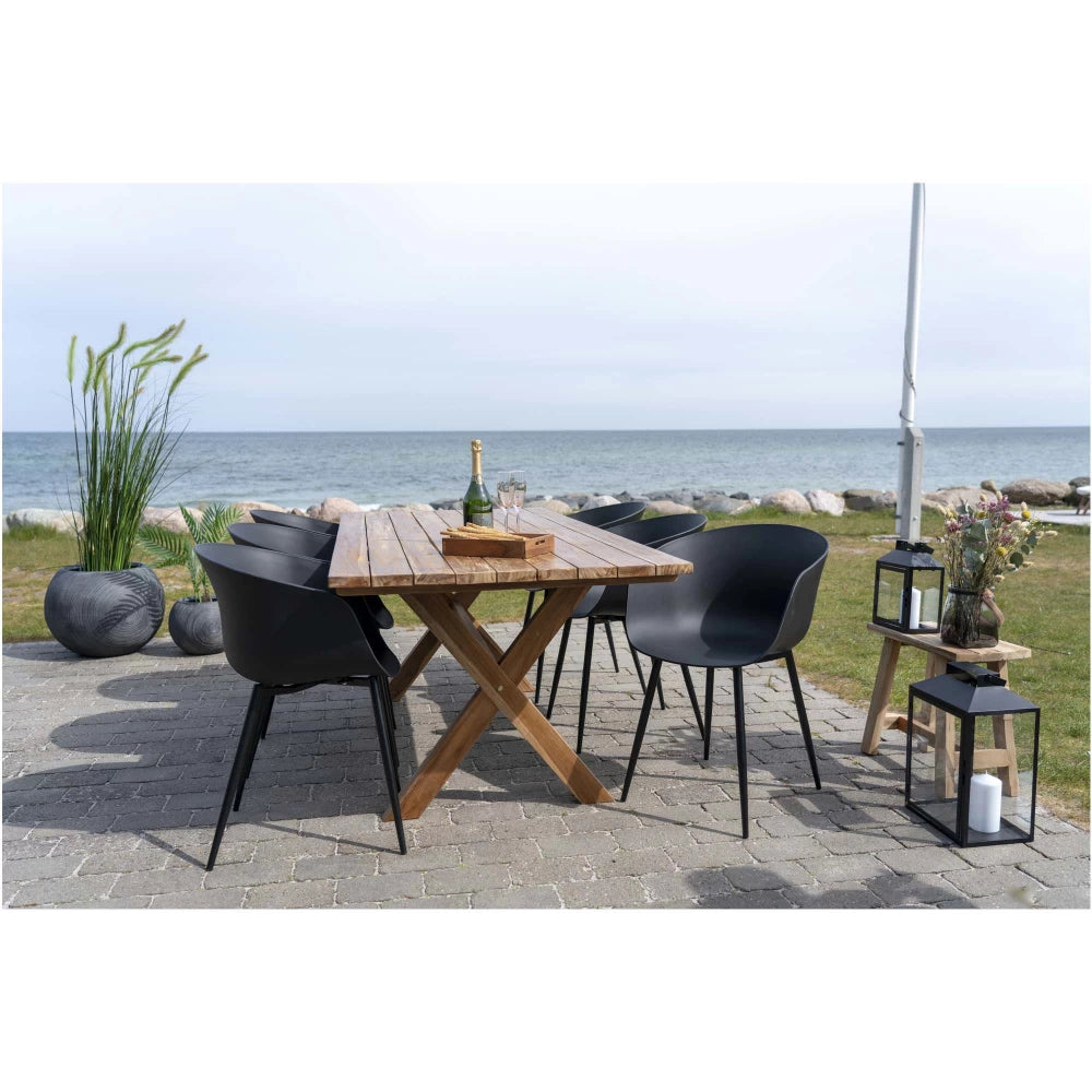 Set 2 scaune de exterior din Metal Negru si Polipropilena Negru H79xL54.5xA53cm Roda