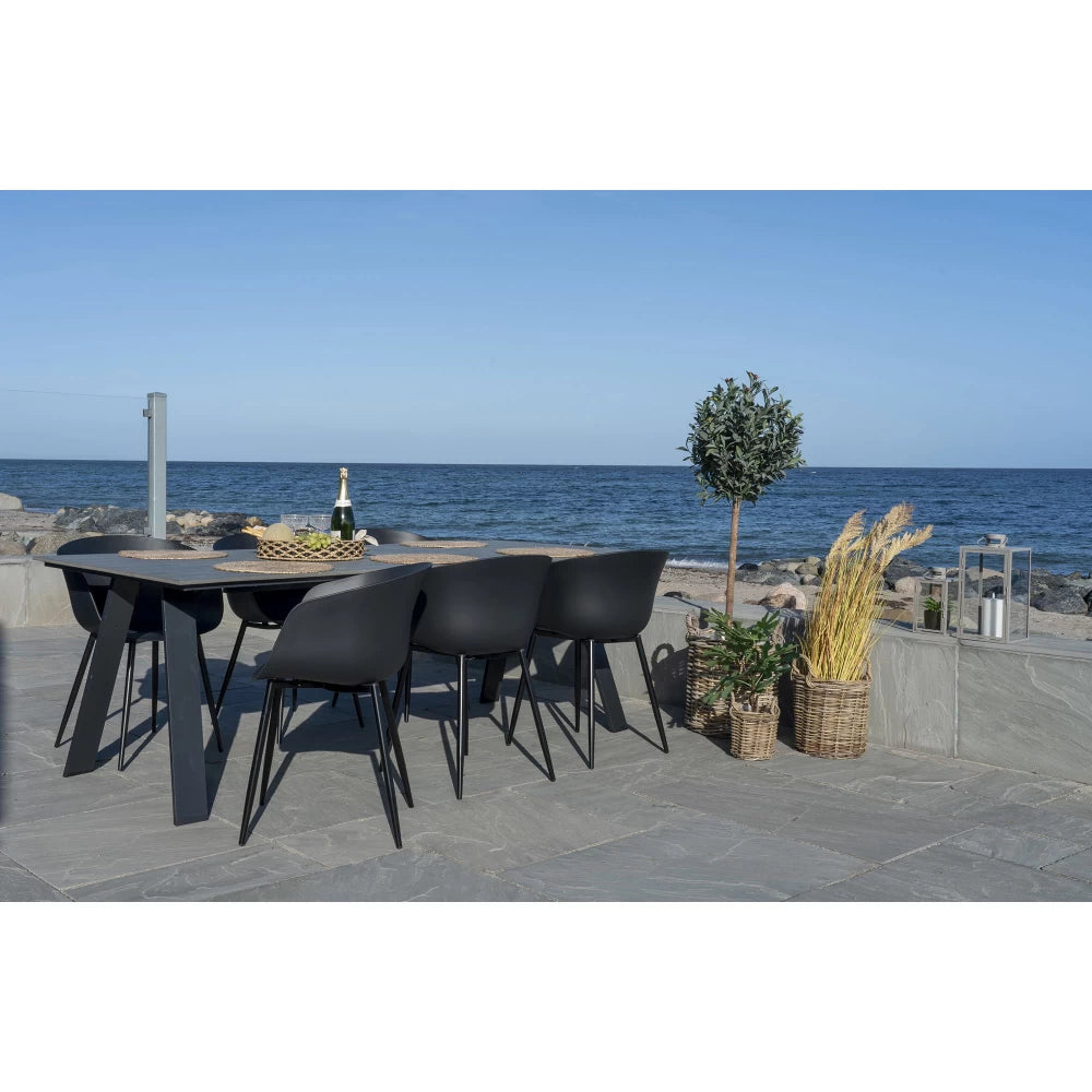 Set 2 scaune de exterior din Metal Negru si Polipropilena Negru H79xL54.5xA53cm Roda