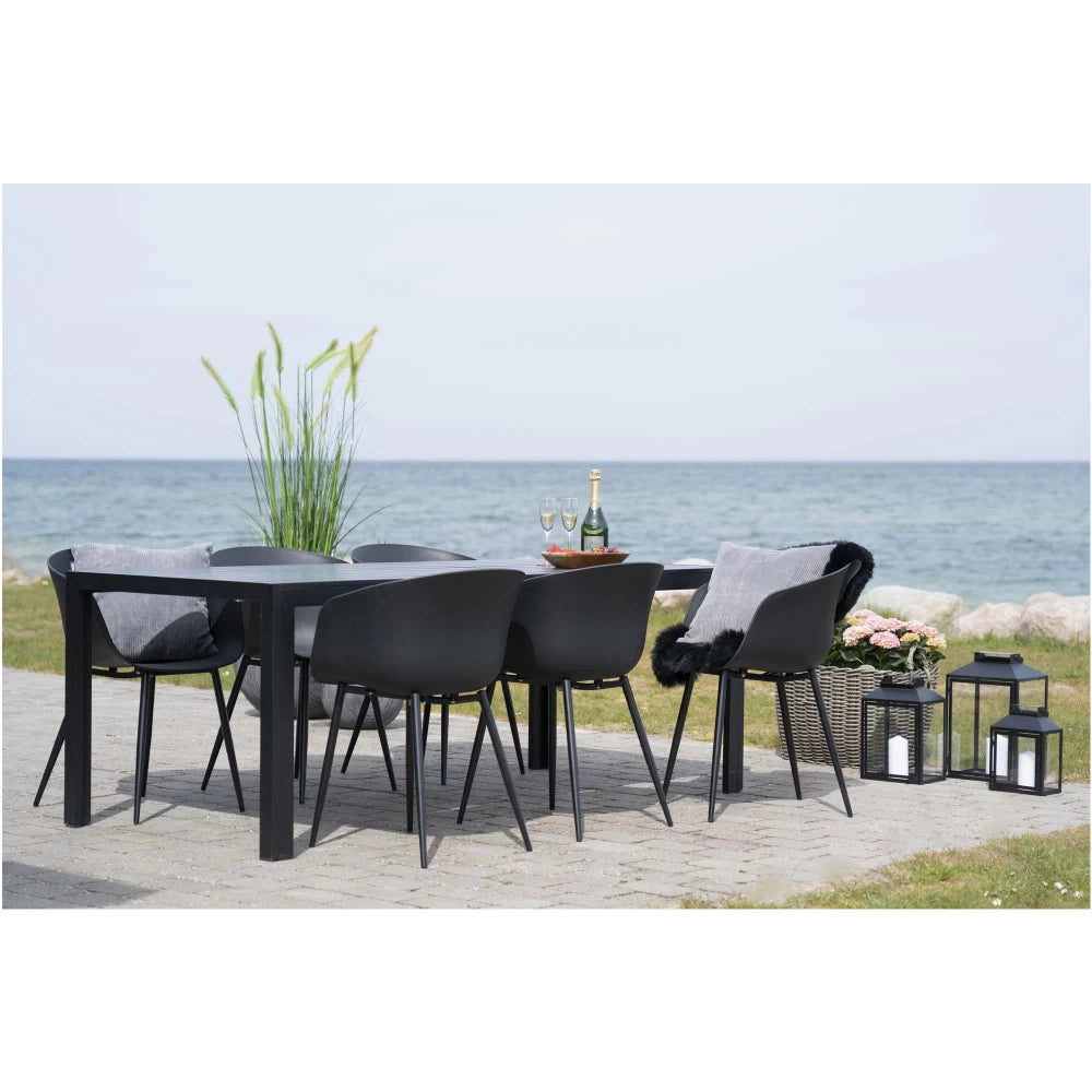 Set 2 scaune de exterior din Metal Negru si Polipropilena Negru H79xL54.5xA53cm Roda