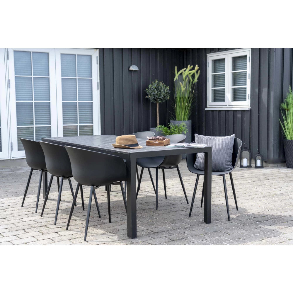 Set 2 scaune de exterior din Metal Negru si Polipropilena Negru H79xL54.5xA53cm Roda