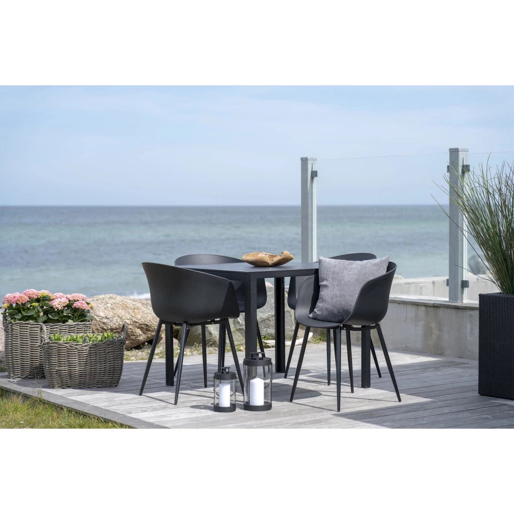 Set 2 scaune de exterior din Metal Negru si Polipropilena Negru H79xL54.5xA53cm Roda