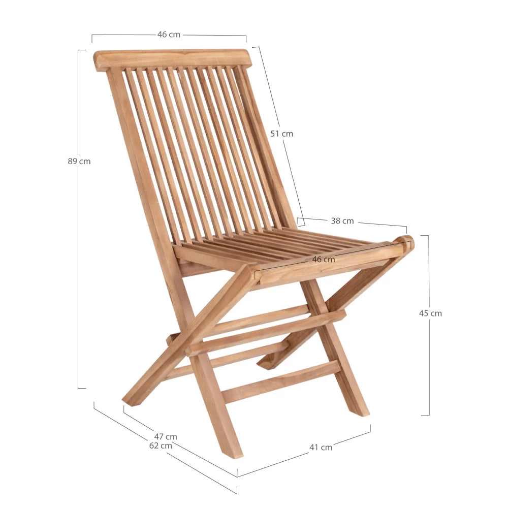 Set 2 scaune de exterior din Lemn de tec Maro H89xL46xA62cm Toledo