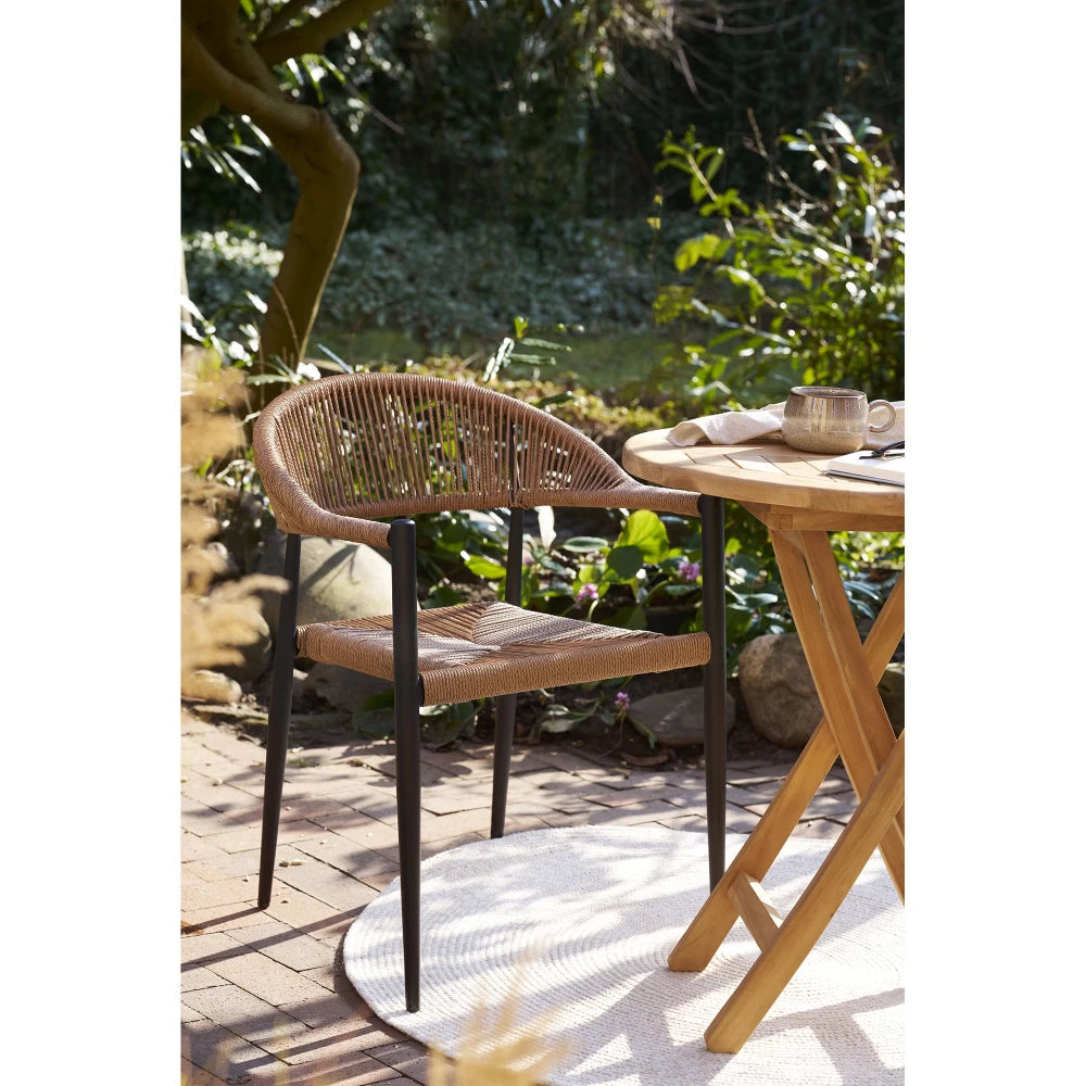 Set 2 scaune de exterior din Metal Negru si Ratan Maro H78xL57xA60cm Canari