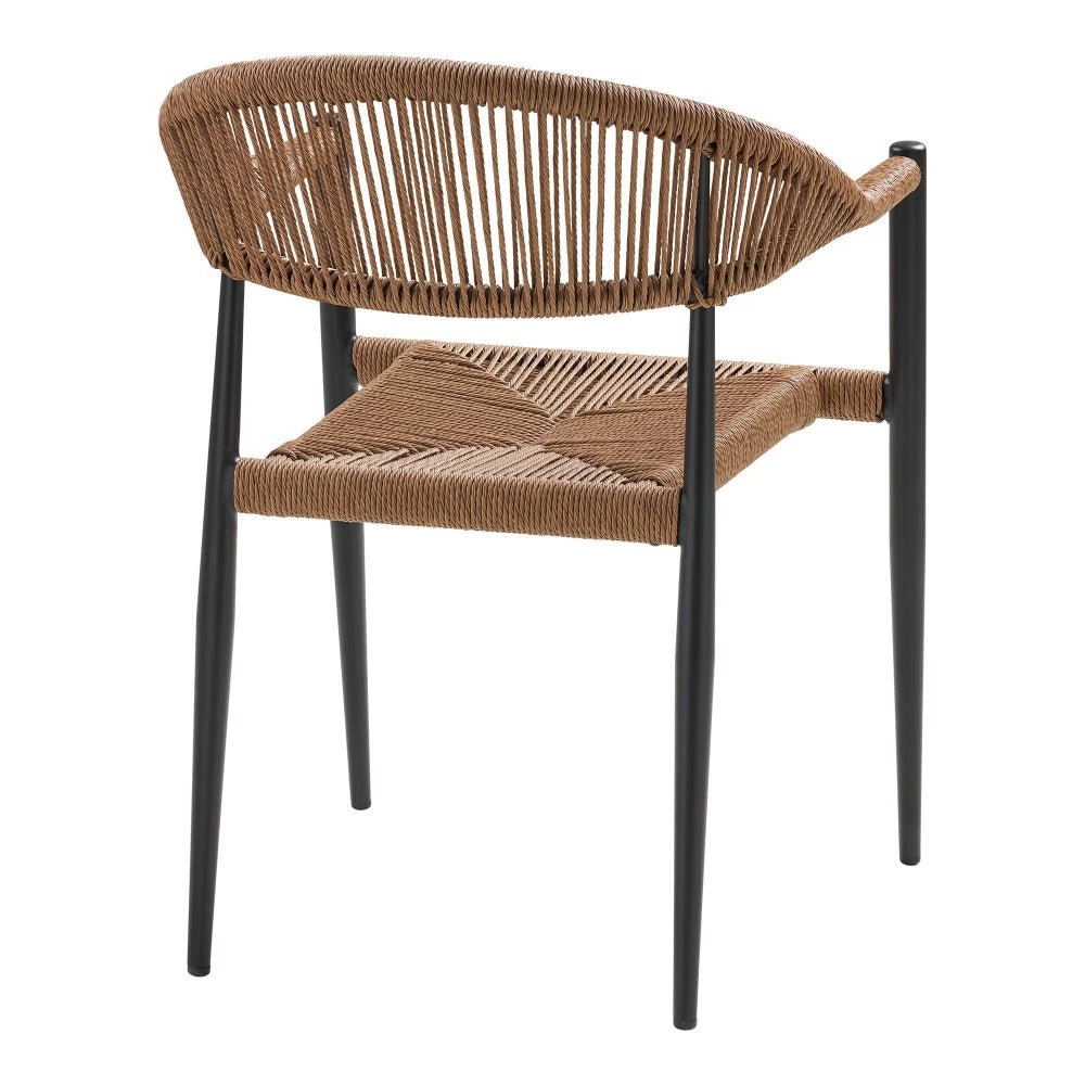 Set 2 scaune de exterior din Metal Negru si Ratan Maro H78xL57xA60cm Canari