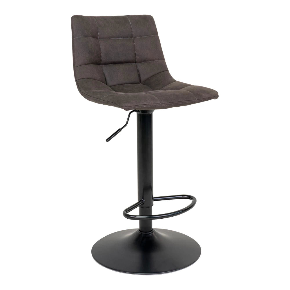 Set 2 scaune de bar din Metal Negru si Microfibra Gri inchis H88-108xL45xA43cm Middelfart