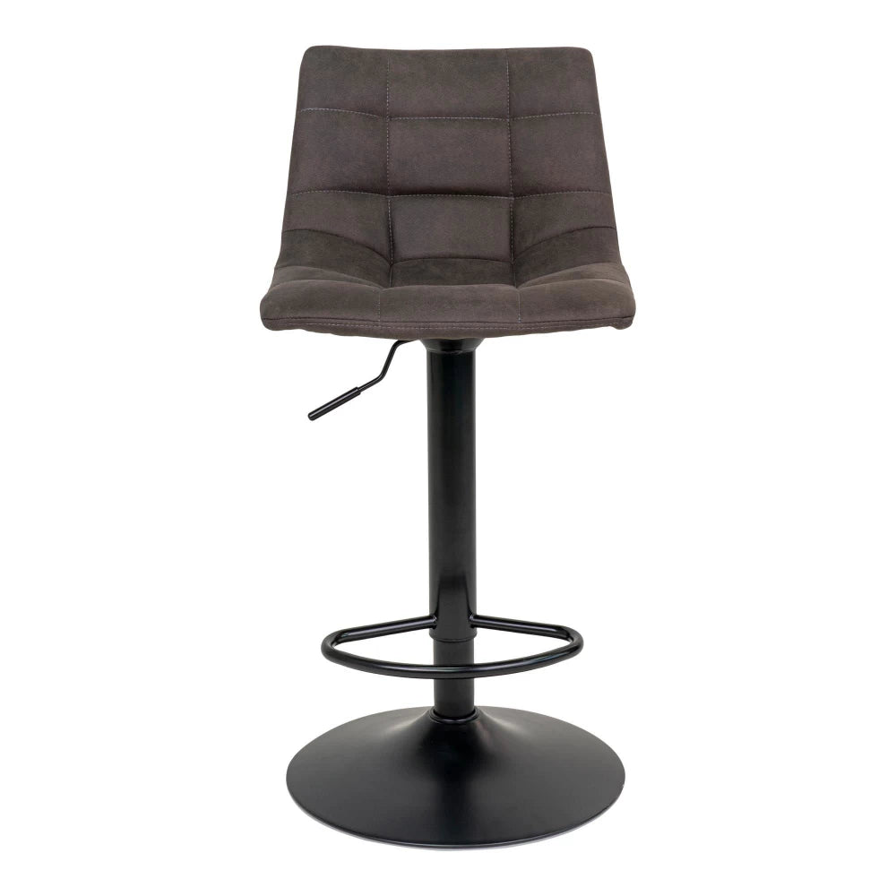 Set 2 scaune de bar din Metal Negru si Microfibra Gri inchis H88-108xL45xA43cm Middelfart