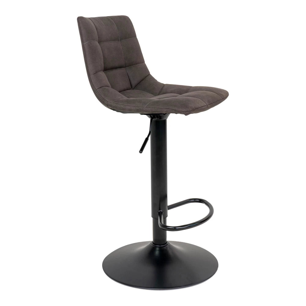 Set 2 scaune de bar din Metal Negru si Microfibra Gri inchis H88-108xL45xA43cm Middelfart