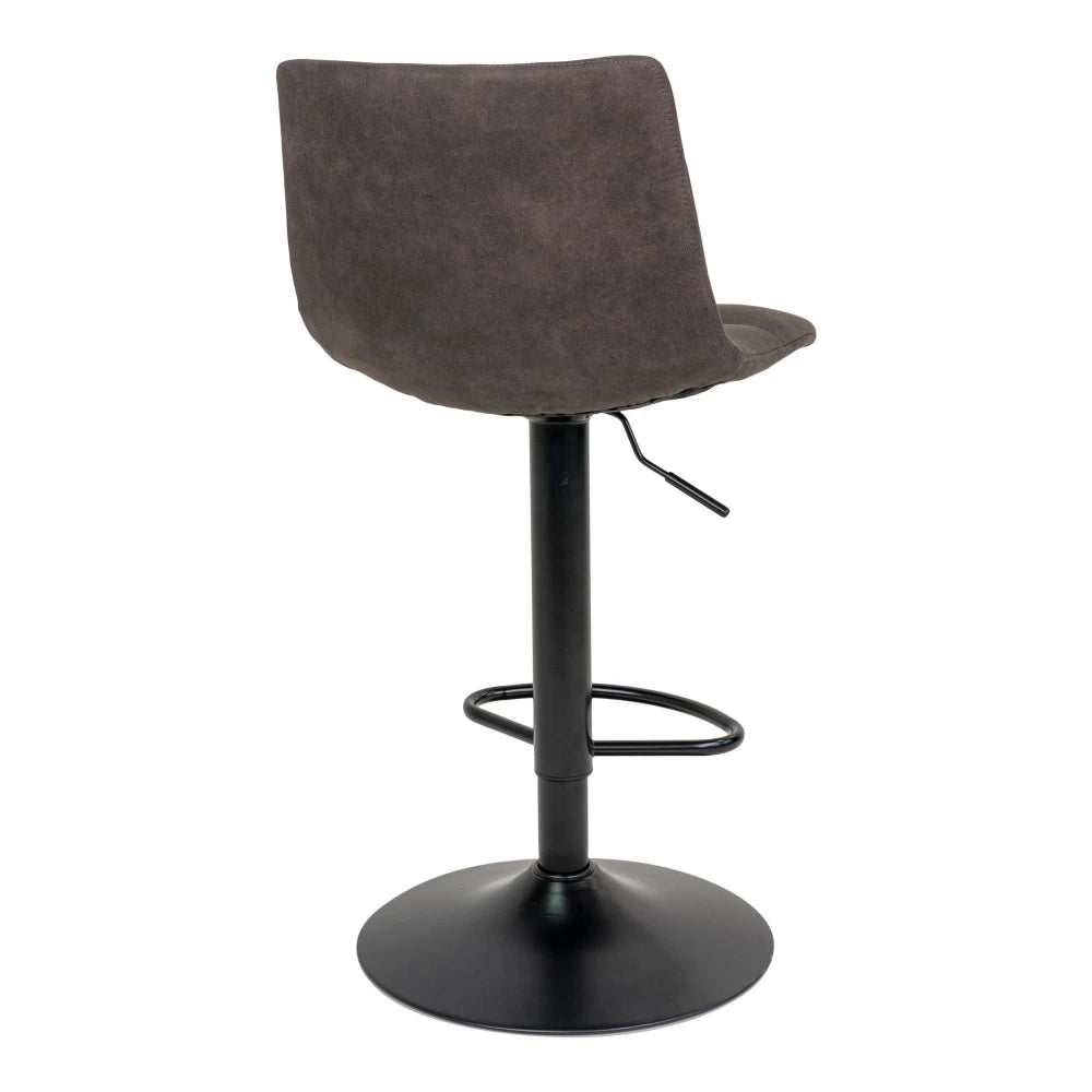Set 2 scaune de bar din Metal Negru si Microfibra Gri inchis H88-108xL45xA43cm Middelfart