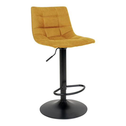 Set 2 scaune de bar din Metal Negru si Catifea Galben H88-108xL45xA43cm Middelfart