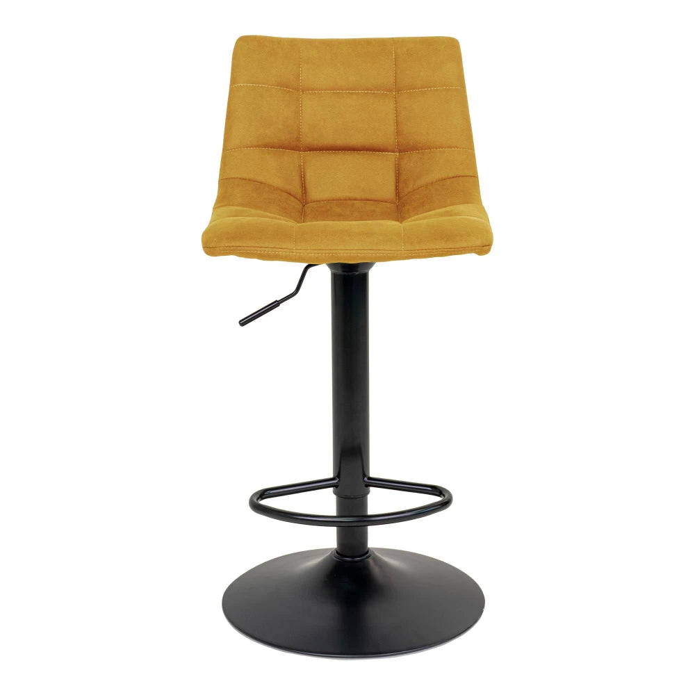 Set 2 scaune de bar din Metal Negru si Catifea Galben H88-108xL45xA43cm Middelfart