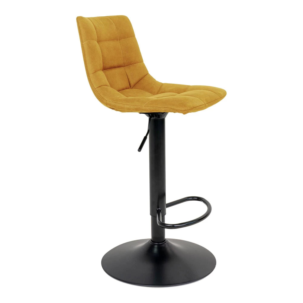 Set 2 scaune de bar din Metal Negru si Catifea Galben H88-108xL45xA43cm Middelfart