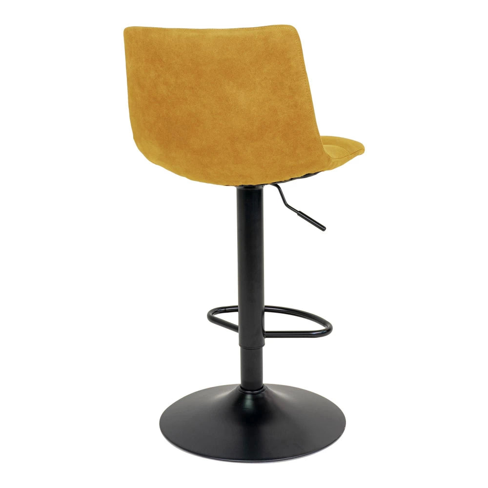 Set 2 scaune de bar din Metal Negru si Catifea Galben H88-108xL45xA43cm Middelfart