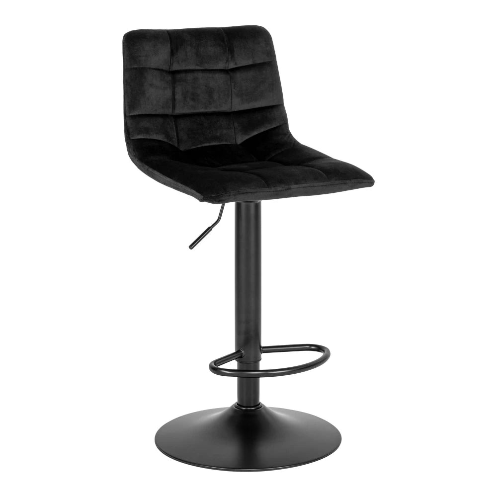 Set 2 scaune de bar din Metal Negru si Catifea Negru H88-108xL45xA43cm Middelfart