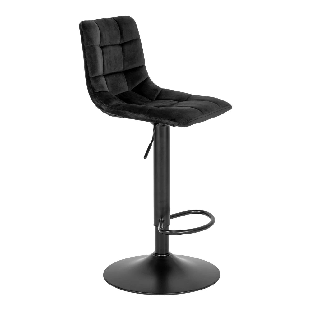 Set 2 scaune de bar din Metal Negru si Catifea Negru H88-108xL45xA43cm Middelfart