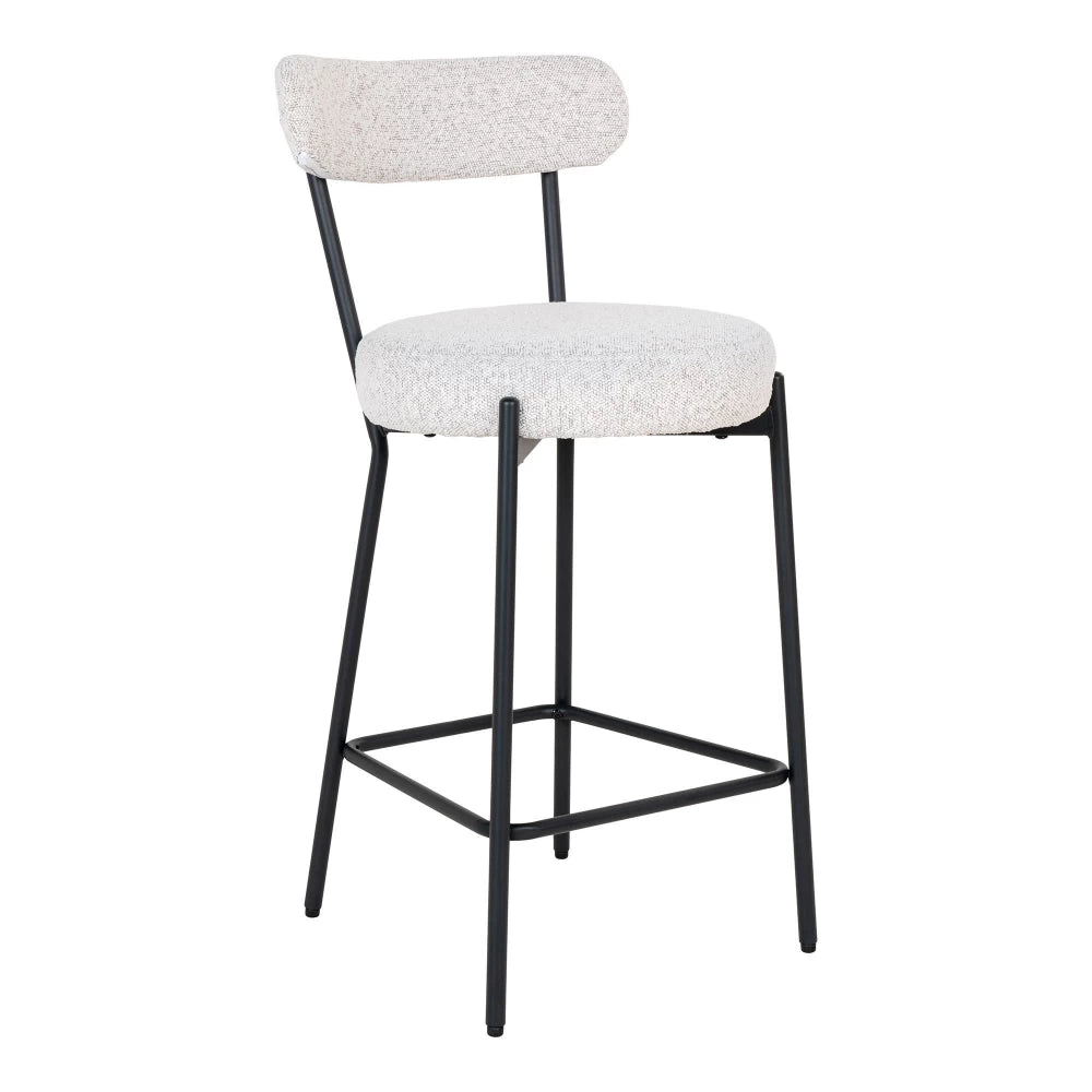 Scaun de insula din Metal Negru si Stofa boucle Alb H90xL46xA39cm Badalona