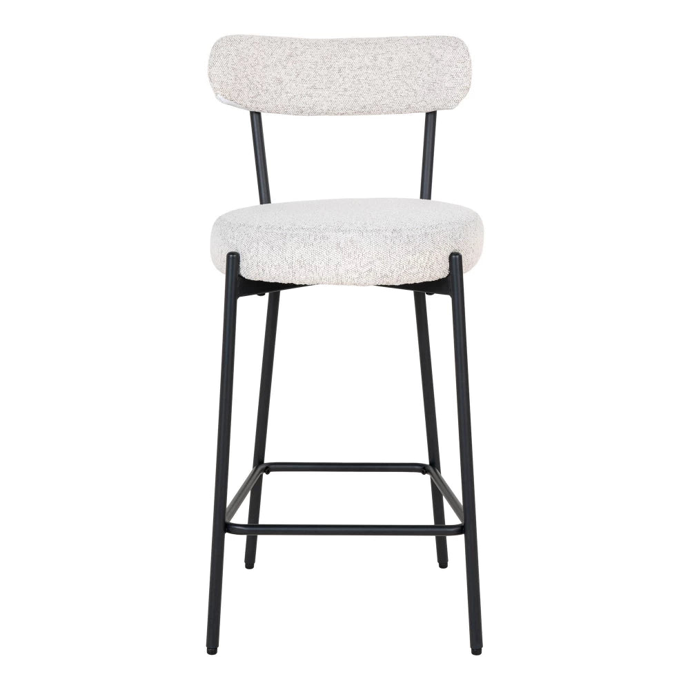 Scaun de insula din Metal Negru si Stofa boucle Alb H90xL46xA39cm Badalona