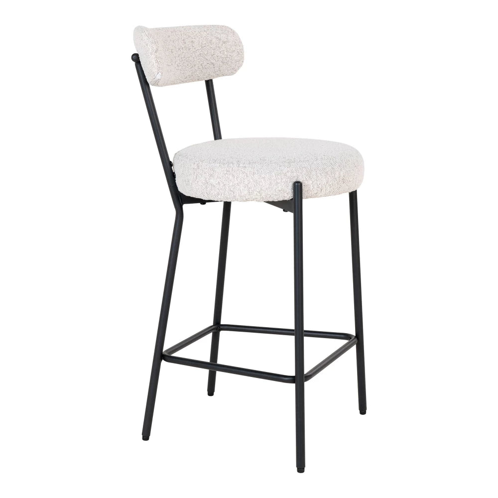 Scaun de insula din Metal Negru si Stofa boucle Alb H90xL46xA39cm Badalona