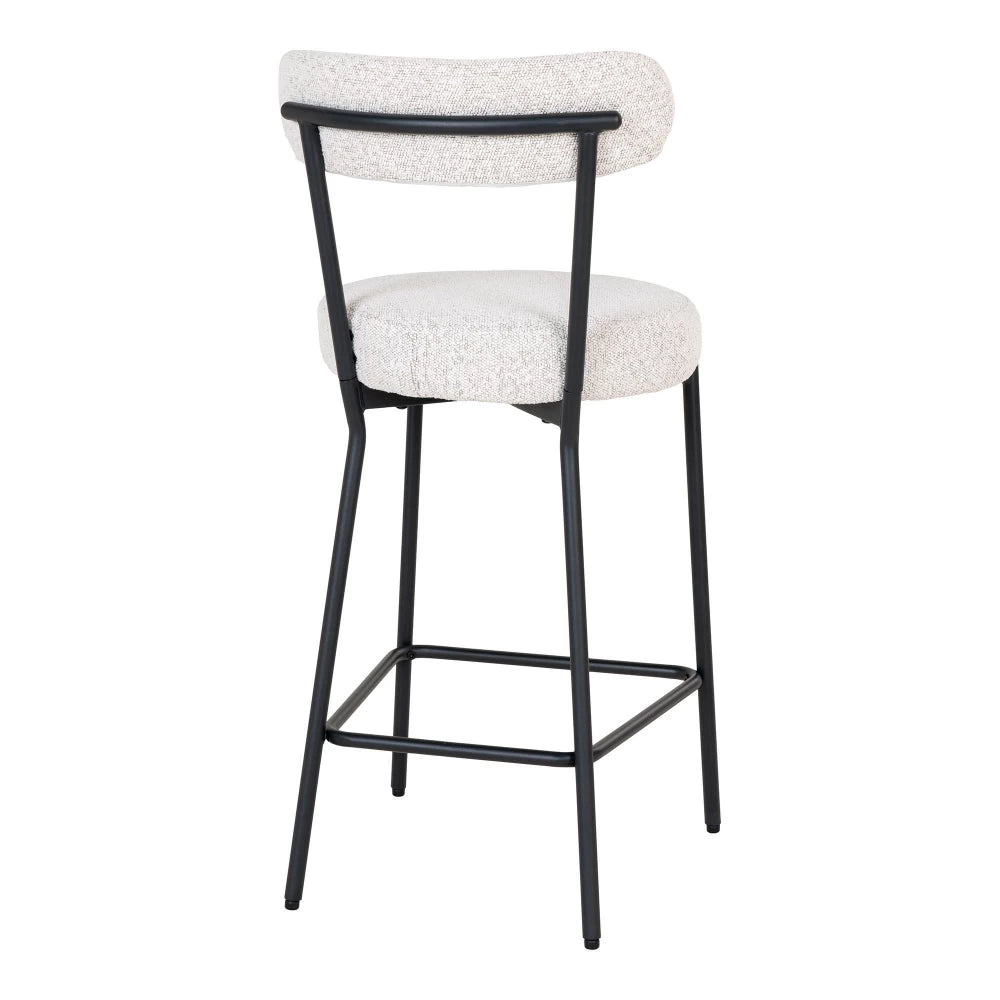 Scaun de insula din Metal Negru si Stofa boucle Alb H90xL46xA39cm Badalona