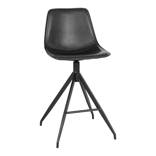 Set 2 scaune de insula din Metal Negru si Piele sintetica Negru H96xL44xA51cm Monaco