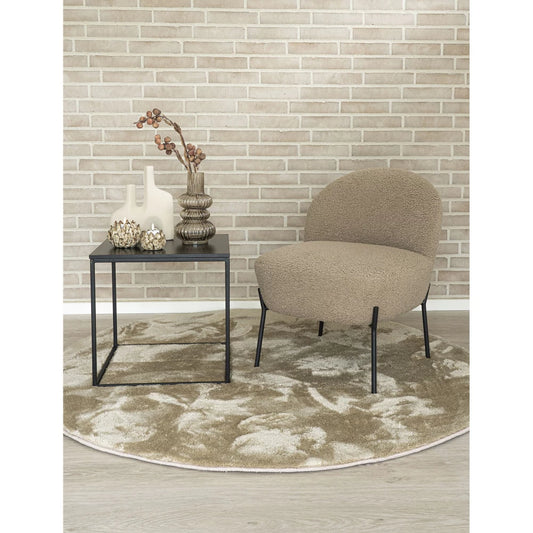 Fotoliu din Metal Negru si Blana sintetica Bej H71xL57xA66cm Merida