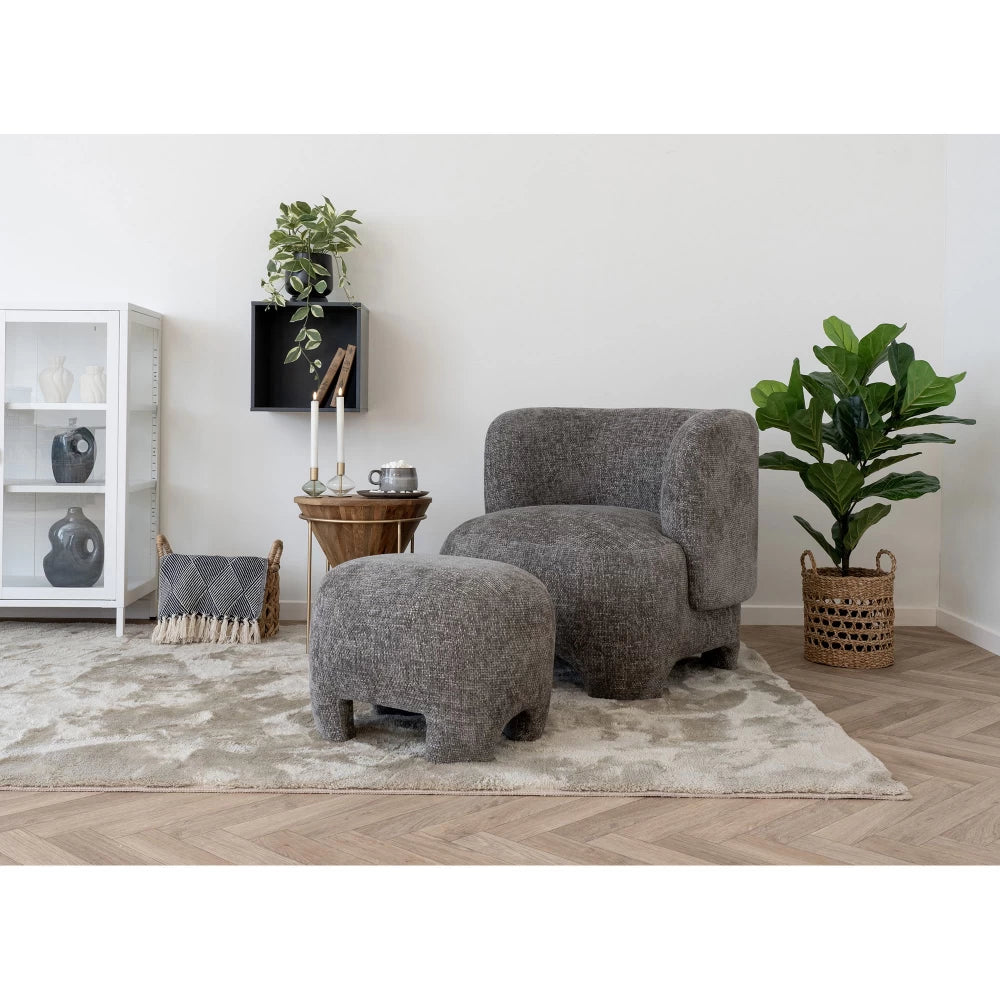 Fotoliu din Lemn de fag/Spuma Gri si Stofa Gri H72xL77xA79cm Nazare