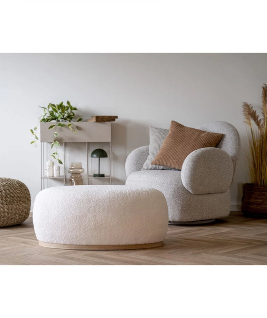 Fotoliu din Placaj/Spuma Gri si Stofa boucle Gri H81xL85xA87cm Messina