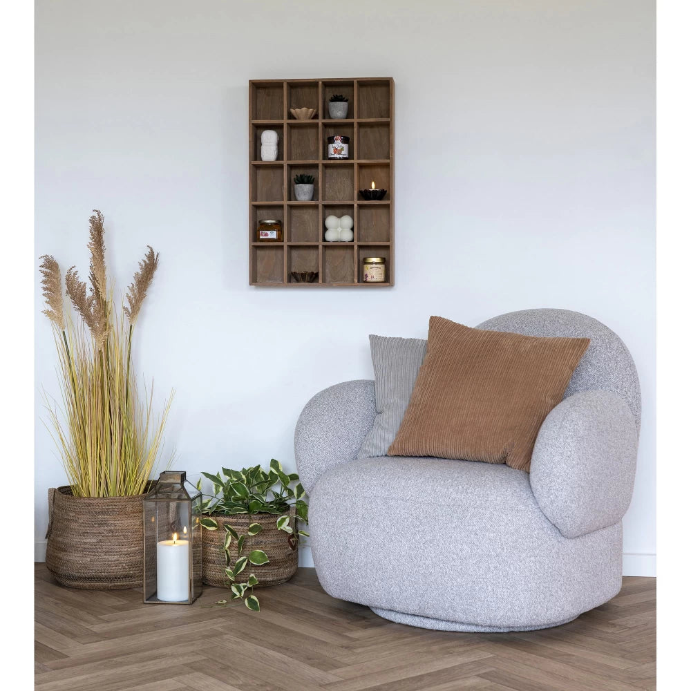 Fotoliu din Placaj/Spuma Gri si Stofa boucle Gri H81xL85xA87cm Messina