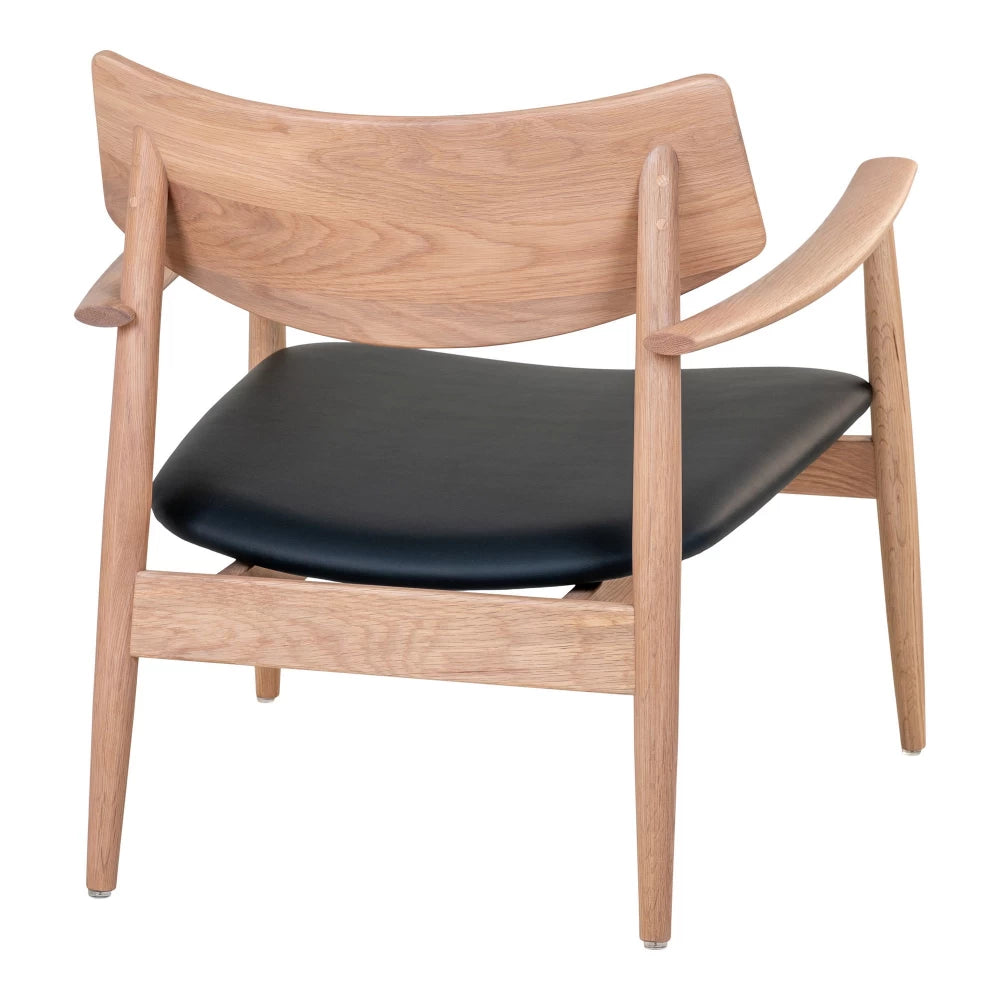 Fotoliu din Lemn de stejar Maro si Piele sintetica Negru H72xL69xA69cm Olvera