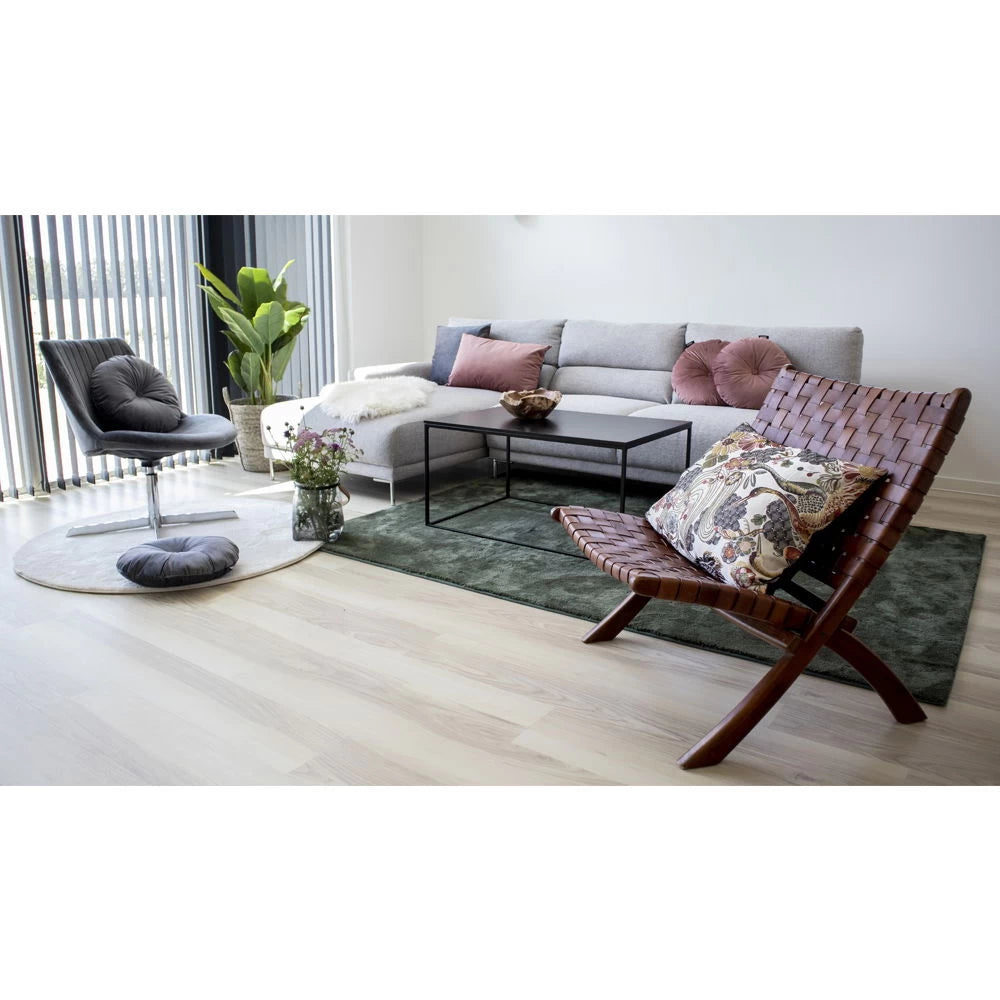 Fotoliu din Lemn de tec Maro si Piele Maro H73xL66xA74cm Perugia Folding