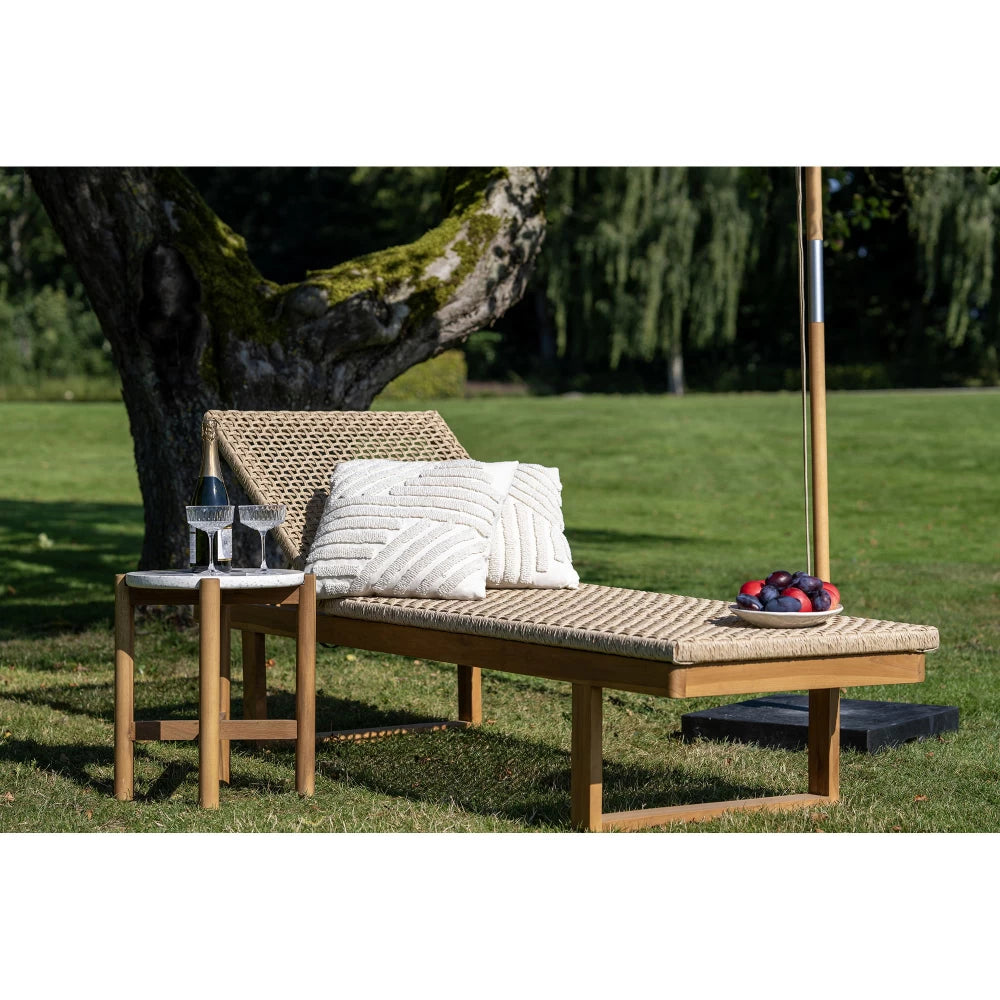 Sezlong de exterior din Lemn de tec Maro si Poliratan Maro H38xL190cm Derby