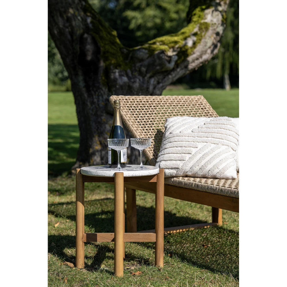 Sezlong de exterior din Lemn de tec Maro si Poliratan Maro H38xL190cm Derby