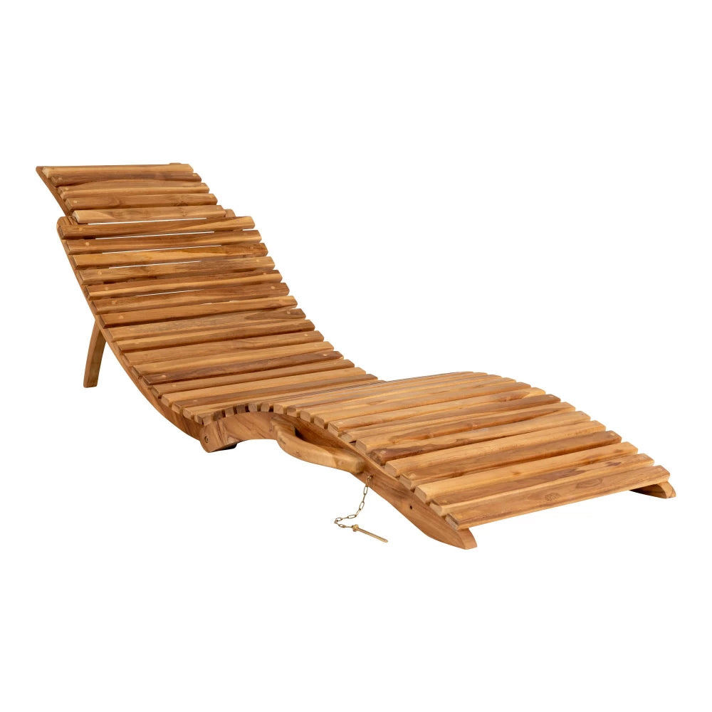 Sezlong de exterior din Lemn de tec Maro si Lemn de tec Maro H25xL160cm Arrieta