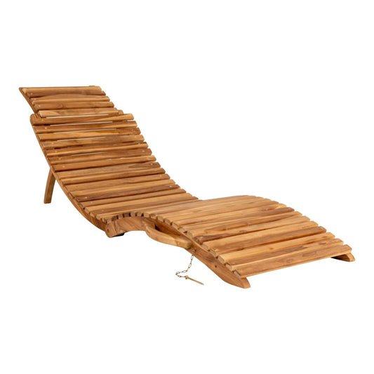 Sezlong de exterior din Lemn de tec Maro si Lemn de tec Maro H25xL160cm Arrieta