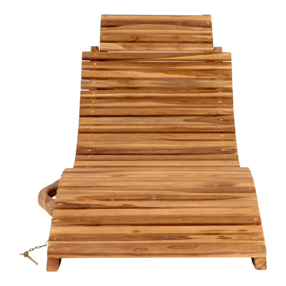 Sezlong de exterior din Lemn de tec Maro si Lemn de tec Maro H25xL160cm Arrieta
