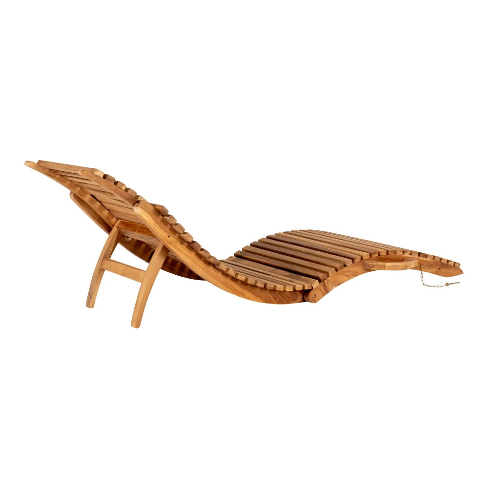 Sezlong de exterior din Lemn de tec Maro si Lemn de tec Maro H25xL160cm Arrieta