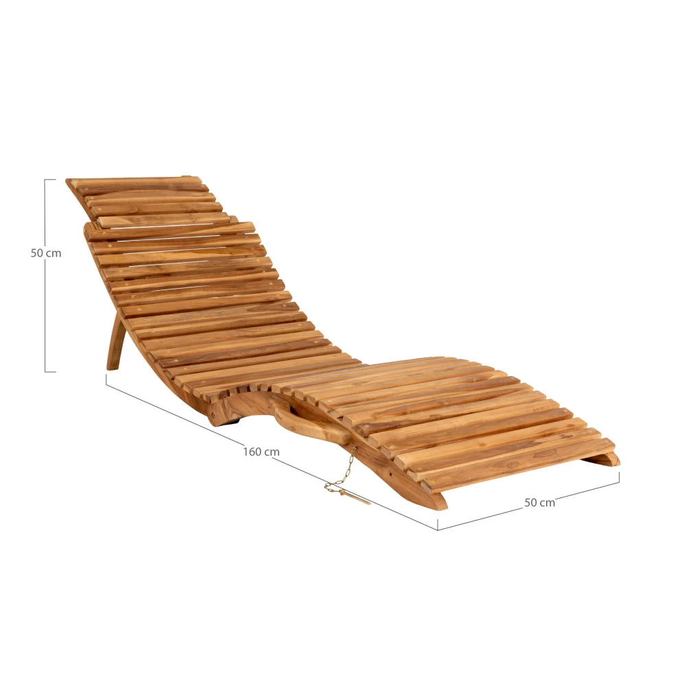 Sezlong de exterior din Lemn de tec Maro si Lemn de tec Maro H25xL160cm Arrieta