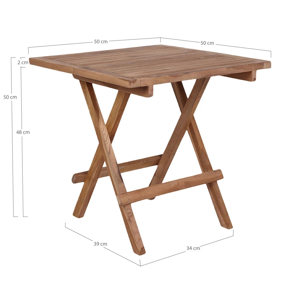Masuta laterala de exterior din Lemn de tec Maro H50xL50cm Bilbao