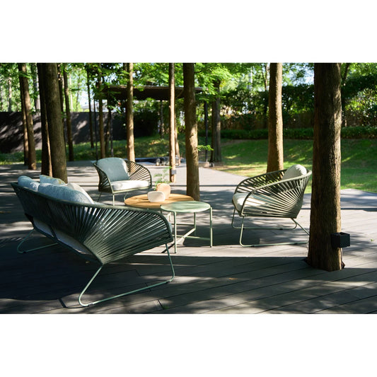 Set exterior 5 piese din Metal Verde si Stofa Gri Novella