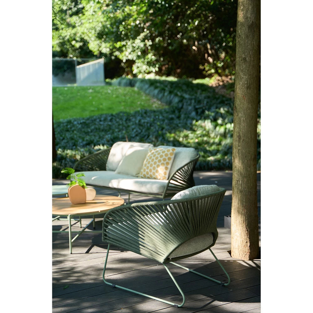 Set exterior 5 piese din Metal Verde si Stofa Gri Novella