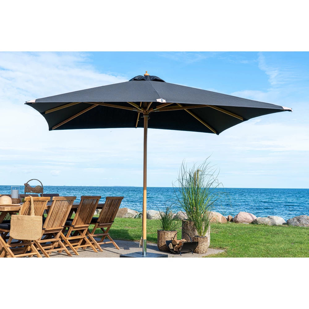 Umbrela de exterior din Lemn/Metal/Poliester Maro/Negru H265xL300cm Orlando
