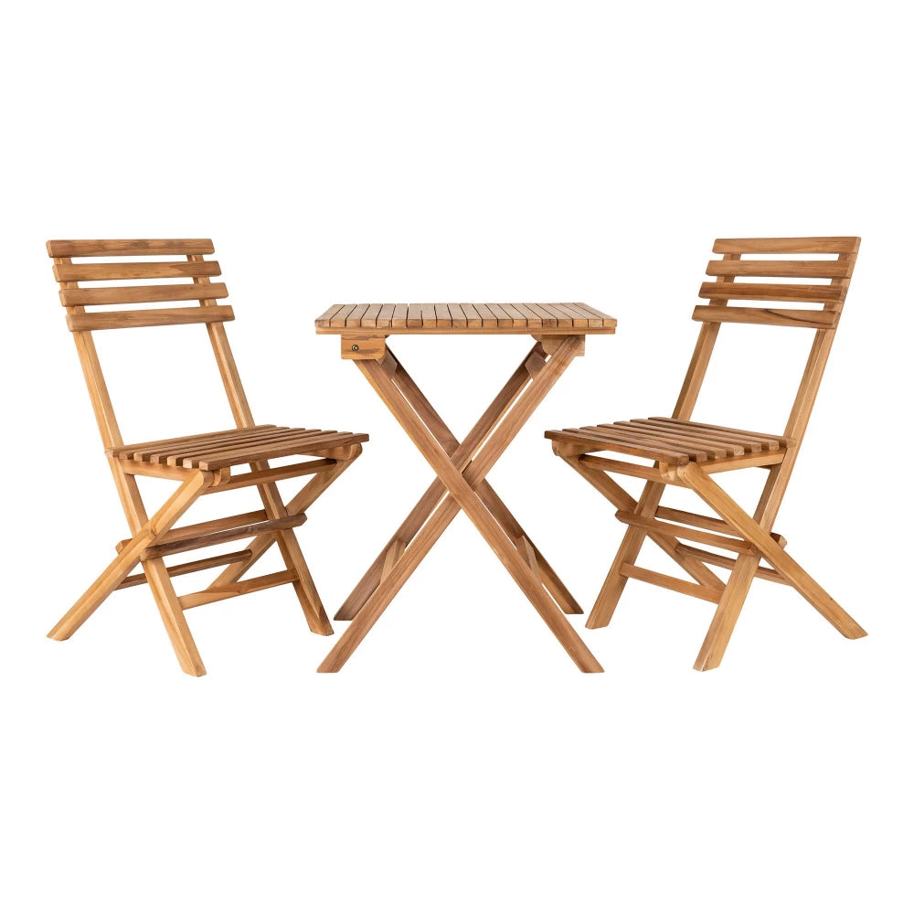 Set masa cu scaune de exterior 3 piese din Lemn de tec Maro Cuenca