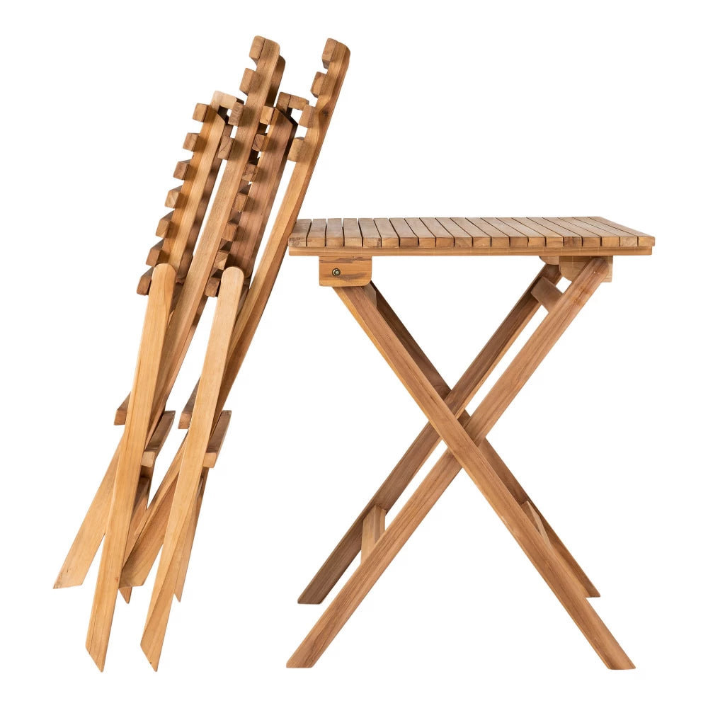 Set masa cu scaune de exterior 3 piese din Lemn de tec Maro Cuenca