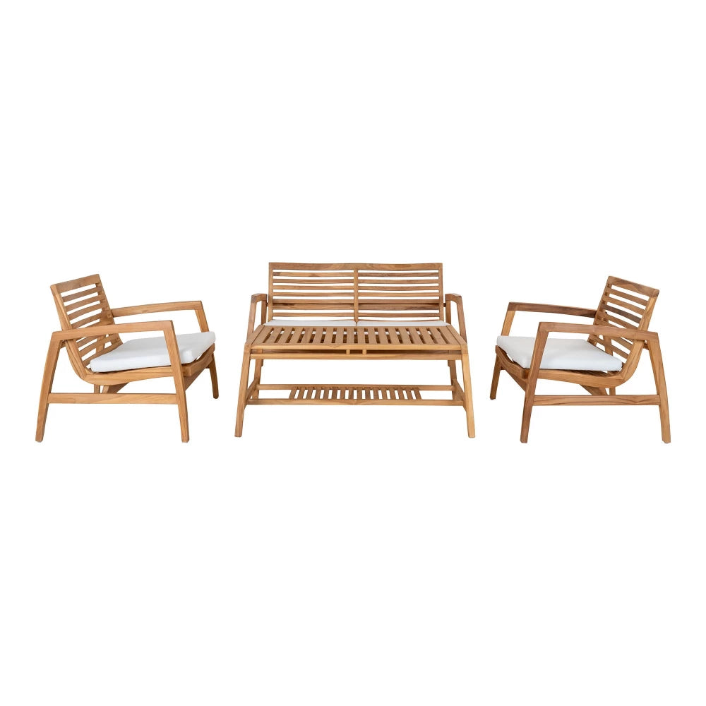 Set exterior 4 piese din Lemn de tec Maro Santander