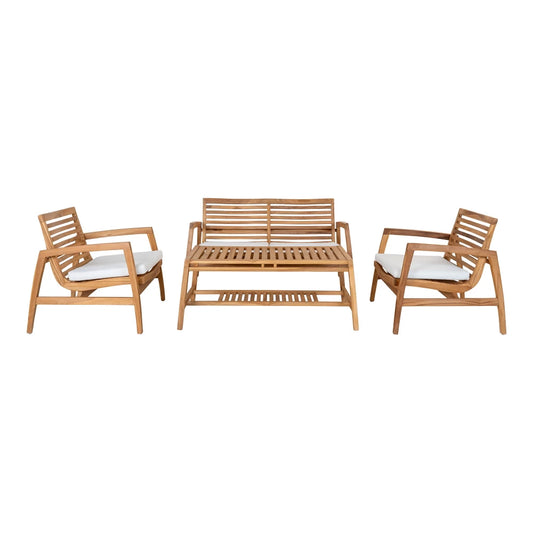 Set exterior 4 piese din Lemn de tec Maro Santander