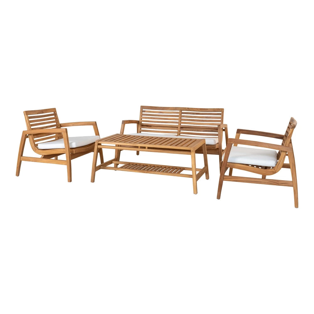 Set exterior 4 piese din Lemn de tec Maro Santander